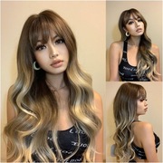Damska Peruka Brąz Ombre Długa Włosy Fale Halloween Karnawał