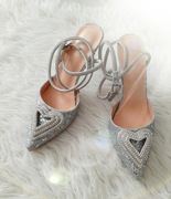 Piekne srebrne szpilki z cyrkoniami brokatem lśniące 39