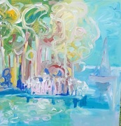 Obraz akrylowy na płótnie  60x60 "Dolgensee", Autor: Justyna Brejnak, 2023