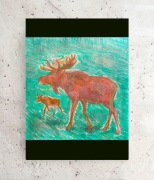 łoś plakat A4, myśliwski obraz retro vintage