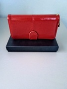 Funkcjonalny elegancki pojemny portfel damski czerwony