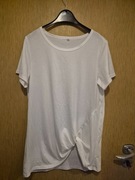 Modna bluzka damska, T-shirt z ozdobnym węzłem-wiązaniem.    