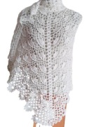 Ażurowa Chusta narzutka szal Rękodzieło szydełkowe 