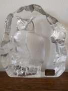 Kryształowa rzeźba sygnowana sowa, Mats Jonasson Maleras, Szwecja, Vintage