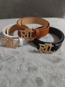 Nowy pasek damski złota klamra 100 cm | biały/czarny/brązowy