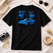 Męska Czarna Koszulka Niebieskie Porsche GT3RS MAZEK