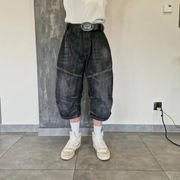 Krótkie Spodenki Z Szerokimi Nogawkami Baggy Jorts Jeans Hiphop Skate