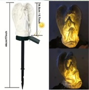 Zniczy Solarnych LED – Aniołek z Żywicy, Podświetlana Figurka na Grób