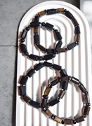 Męska bransoletka z kamieni naturalnych turmalin, bronzyt