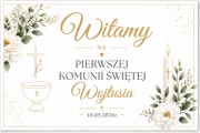Plakat Powitalny na Pierwszą Komunię Świętą – Personalizowany | Złoty