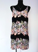 Sukienka 100%wiskozy letnia na ramiączka czarna w kwiaty L40 F&F