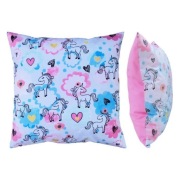 Poszewka 40x40 cm Jednorożce chmurki i serduszka  - Bawełna