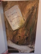 CORRADO BOSCOLO olej na plotnie SKRZYPCE OBRAZ 80 X 45 oryginal wlochy