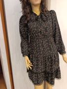 Sukienka boho kwiatowa 38 M romantyczna czarna zwiewna falbany