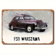 Metalowy Plakat FSO Warszawa M-20 Polskie Auto PRL Blacha 20 x 30 cm