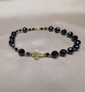 Bransoletka różaniec na rękę z kamieni czarny turmalin hematyt prezent serc