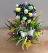 Stroik wielkanocny świąteczny wiosenna dekoracja flokowany zając jajka