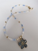 Naszyjnik damski z kamieni naturalnych akwamaryn kamień księżycowy 