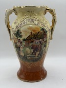 Ceramiczny wazon z dwoma uchwytami w stylu secesyjnym