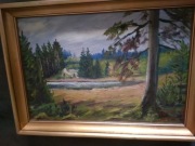 Leśna scena olejny  obraz  sygn. P.Otto z 1961r.