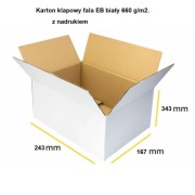 Pudełko, karton  klapowy biały z nadrukiem 243x167x343