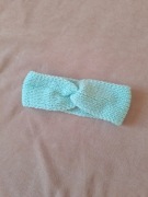 Opaska na uszy głowę czoło miękka turban miętowa handmade 