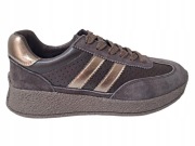217A Coffee/Gold  Damskie Sneakersy GOODIN Skóra Naturalna Roz 40