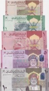 Oman Set 5 Pcs 100 Baisa 1/2 1 5 10 Rials 2020/2021 P 50 51 52 53 54 UNC