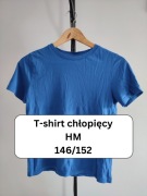 Niebieska koszulka z krótkim rękawem T-shirt HM basic 146/152