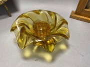 Wazon Ikebana. Szkło miodowe. ANTYK UNIKAT #939