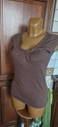 bluzka T-shirt brązowa bawełna 36/38