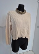 Kremowy beżowy sweterek swetr z zamkami z boku H&M