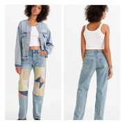 Spodnie damskie jeansowe niebieskie patchwork 501 Levi's 28/32
