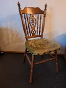 Drewniane rzeźbione używane 4 krzesła tapicerowane