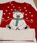 Nowy sweter świąteczny z misiem czerwony bonprix S 36 