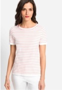 Tshirt damski sweterkowy bawełna paski biały różowy Olsen 34 XS  24hm