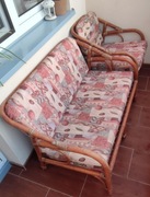 Zestaw włoskich mebli rattanowych, kanapa 117x80 i fotel 63x80