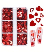 OZDOBY DO PAZNOKCI NAKLEJKI CZERWONE MINI SERCA ZESTAW 6 WARIANTÓW