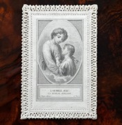 ANTYK 1878 r. Obrazek koronkowy TURGIS Paryż - Staloryt - Canivet