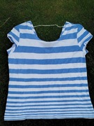 Biała niebieska bluzka w paski w serek Esprit XL 42 