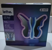 LAMPA LED NEON MOTYL RÓŻOWO-NIEBIESKA Z Lustrem Na Baterie 