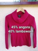 sweter golf wełna angora S 36 rafaella 45% angora 40% lambswool ciepły 