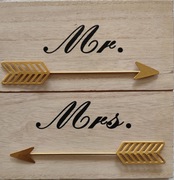 Drewniana tabliczka dekoracja ślub złoto 