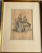 Antyk rycina modowa "La Mode" Francja Moda w ramie połowa XIX w.