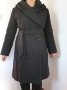 Szary melanżowy płaszcz  wiązany #welna roz. 42-44