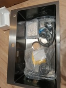 Zlew kuchenny stalowy 70na45 cm stal nierdzewna 304 komplet