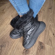 Śniegowce damskie buty zimowe botki futerko nowe czarne 