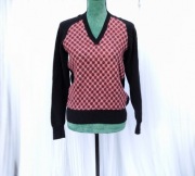 Sweter wełniany Gant M 38 wełna czarny czerwony szachownika kratka wool Ull