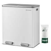 Nowoczesny kosz do segregacji odpadów 60L – biały, podwójna komora