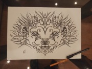 Rys: głowa jeża, cienkopis - b. tech. A3, 250g/m2